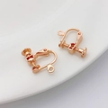 Roségoldene Schraub-Ohrclip-Konverter für DIY-Schmuckherstellung ohne Ohrlöcher - 1 Paar (2 Tiere) / Flachkopf mit Aufhängeschlaufe Roségold