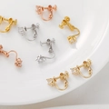 14K vergoldete Ohrclip-Konverter mit 4mm Zirkon in Gold Silber und Roségold Farben - 1 Stück / 4mm Zirkonia Schraubclip 14K Goldgefüllt