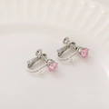14K vergoldete Ohrclip-Konverter mit rosa Zirkonia für DIY-Schmuckherstellung - 1 Stück / Weißgold Clip Rosa Zirkonia 6mm