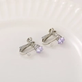 Silberne Ohrclips mit Schraubverschluss, lila Zirkon und Hängeschlaufe für DIY Schmuck - 1 Stück / Weißgold Clip Blau Zirkonia 6mm