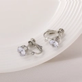 Zilveren schroefclip oorbellen voor oren zonder gaatjes met grote ronde zirkonia - 1 stuk / 6mm Zirkonia Clip Witgoud Kleur