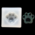 Cat paw silicone mold for DIY resin jewelry featuring blue glitter finished pendant - Paw Shape (16031) / Translucent White