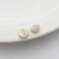 Pendientes de concha blanca con delicado patrón de rosa dorada de estilo minimalista - Ramo / 1 Pieza (5*8mm) / Blanco
