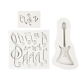 Moule en silicone pour guitare et notes de musique, idéal pour décorer vos gâteaux - Ensemble de 3 Pièces - Gris