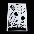 Weiße Kunststoff DIY Malschablone mit Libellen und Löwenzahn Motiven für Bastelarbeiten - Nr.9 (26*17.5CM)
