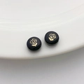 Par de cuentas negras redondas con patrón de rosa dorada para hacer joyas de pulsera - Ramo / 1 Pieza (5*8mm) / Negro