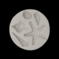 Stampo in silicone bianco per fai-da-te con motivi di stelle marine e conchiglie - Grigio