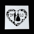 Stencil fai-da-te per matrimonio con sagoma di sposi e scritta LOVE decorativa - Stile LOVE Coppia Sposi (01074)