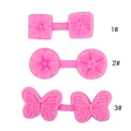 Set di tre stampi in silicone rosa con fiori e farfalle per argilla e pasta di zucchero - Collezione Completa Multistile / Rosa