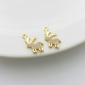 14K vergoldete Rentier-Anhänger mit Zirkonia-Besatz für DIY-Schmuckherstellung - 8# Weihnachtsrentier (11*16mm)