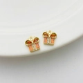 14K vergoldeter Weihnachtsgeschenk-Anhänger mit orangem Zirkon und weißem Zirkonia - 16# Weihnachtsgeschenkbox (10*11mm)