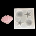 Moule en silicone pour bijoux étoile de mer et coquillage avec échantillon rose fini - Style Thème Océan (Style 1)