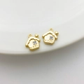 14K vergoldeter hausförmiger Anhänger mit Herz und Zirkonia für DIY Schmuckherstellung - 17# Weihnachtshaus (11*12mm)