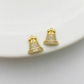 14K vergoldete Weihnachtsglocken-Anhänger mit Schleife und Zirkon für DIY-Schmuck - 25# Große Glocke (10*13mm)
