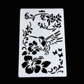 Stencil per pittura fai da te con colibrì e fiori di ibisco su sfondo nero - Stile Colibrì E Ibisco (02042) / US 3