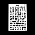 Stencil per scrapbooking fai-da-te con numeri 0-9 e icone varie per pittura d'arte - US 12