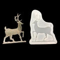 Running reindeer silicone mold and sparkling resin pendant for DIY Christmas crafts - Reindeer