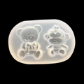 Translucent silicone DIY mold featuring cute cartoon bear and monkey for pendant jewelry - Cartoon Bear & Monkey / Translucent White