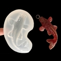 3D Koi fish silicone mold with red resin finished craft showing detailed scales and fins - Koi Fish Style (16298)