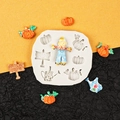 Halloween silicone mold featuring pumpkin and scarecrow shapes for festive cake decorating - No.1 Pumpkin Scarecrow Set (Gray)