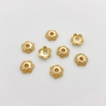 Set of eight 14K gold plated flower bead caps with matte finish and center hole for DIY - 12#14k Beaded Edge Flower Cap (5153002256866)
