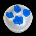 Silicone mold for DIY crystal clusters with four slots and blue resin finished samples - 4-Hole Crystal Style
