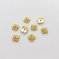 14K gold-plated four-petal flower spacer beads with matte finish for DIY jewelry - 18#14k Four-Petal Relief Cap (5153002256872)