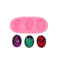 Halloween pink silicone mold featuring gothic relief cameos for fondant and chocolate - 4# Figure Relief Ribs / Pink