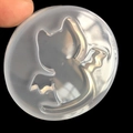 Translucent silicone mold for DIY resin featuring a cartoon devil cat silhouette - New Mirror Angel/Devil Cat (16386)