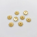 Golden flower petal bead caps for DIY jewelry making with 14K gold plated finish - 30#14k Dotted Ornament Cap (5153002256884)