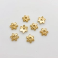 14K gold filled six-petal flower spacer beads for DIY jewelry making accessories - 31#14k Six-Petal Striped Cap (5153002256885)