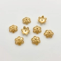 14K gold plated flower bead caps with textured petals for DIY jewelry making - 32#14k Brushed Six-Petal Cap (5153002256886)
