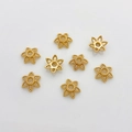 Golden flower petal bead caps for DIY jewelry making with six-petal metal design - 35#14k Beaded Edge Six-Petal Cap (5153002256889)