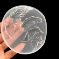 Transparente Silikonform für DIY-Federanhänger auf minimalistischem schwarzem Grund - Feder 4-In-1 Stil