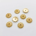 Golden 14K gold filled flower bead caps with spiral texture for DIY jewelry making - 44#14k Spiral Relief Spacer (5153002256898)