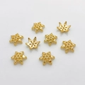 Set of 8 gold-plated 14K gold flower spacers with textured petals for DIY jewelry - 46#14k Dotted Relief Six-Petal Cap (5153002256900)