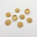 Set of eight 14K gold-plated floral bead caps with embossed heart patterns for DIY jewelry - 53#14k Heart Pattern Relief Cap (5153002256907)