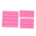 3-piece pink silicone fondant molds set with uppercase, lowercase letters and numbers - Three-Piece Set / Pink
