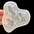 Molde de silicona translúcida con tres formas de ángel cupido para artesanías de resina - Estilo Tres Ángeles / Blanco Translúcido