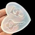 Mirror heart lock and key silicone mold for DIY resin crafts and cake decoration - Heart Key and Lock Style