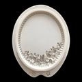 European vintage oval floral relief silicone mold for fondant and chocolate crafting - Gray