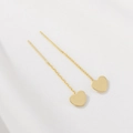 Minimalist 14K gold plated heart threader earrings with fine chain and heart pendant - Heart Style