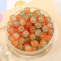8mm oranje en groene glazen kralen met kleurverloop voor DIY-sieraden in een potje - Set van 20 Stuks / Oranje-Groen Verloop