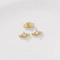 14K gold plated double-hole jewelry spacer with clear zircon for DIY pearl bracelets - 2-Hole Single Zircon 14K Gold Plated Spacer