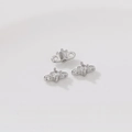 Silver plated DIY spacer beads with sparkling zircon for pearl bracelet assembly - 2-Hole Single Zircon Silver Tone Spacer