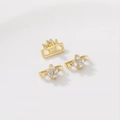 14K gold plated multi-hole spacer bead with star-set zircon for DIY jewelry making - 2-Hole Clover Zircon 14K Gold Plated Spacer