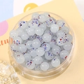 8mm witte jelly glazen kralen met rode en blauwe verfspatten voor DIY sieraden maken - Set van 20 Stuks / Witte Jade Blauwe Stippen