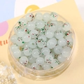 8mm witte glazen kralen met rode en groene verfspatten voor DIY sieraden maken - Set van 20 Stuks / Witte Jade Groene Stippen