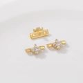 14K gold plated multi-row bead spacer with zircon accents for pearl bracelets - 3-Hole Clover Zircon 14K Gold Plated Spacer