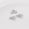 Silver-plated 14K gold zircon floral and triple-row spacers for DIY pearl jewelry making - 3-Hole Clover Zirconia Silver Tone Spacer